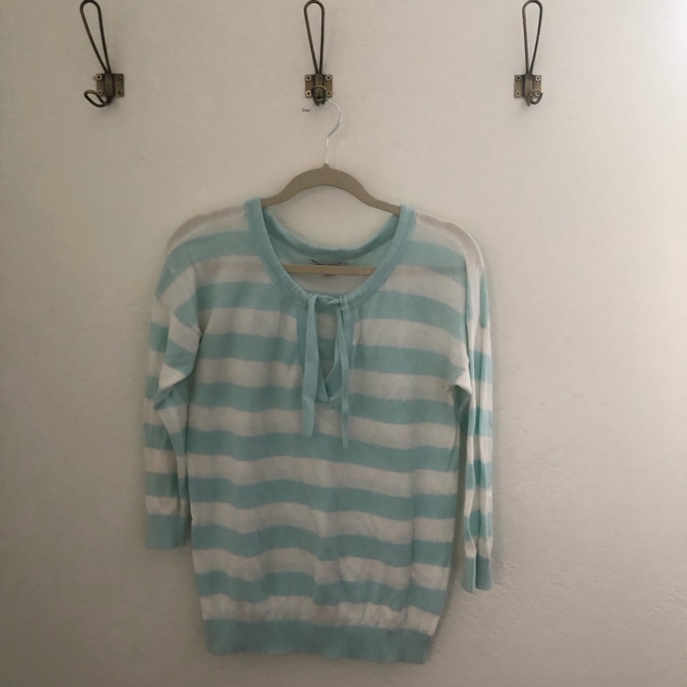 Banana Republic Aqua & White stripped top - Large